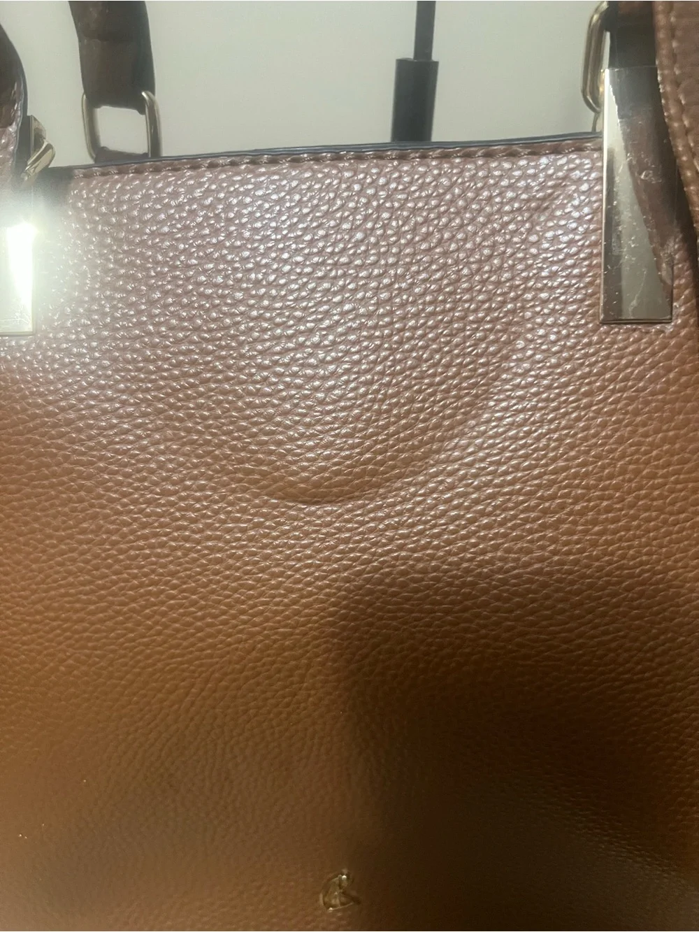 Classic Pebbled Brown Leather Shoulder Bag with Top Handles